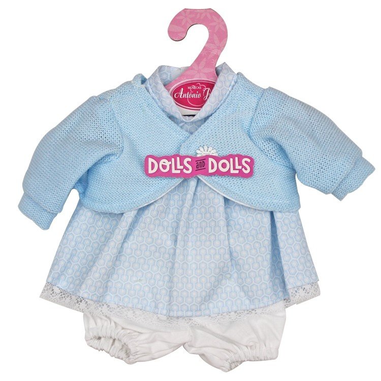 Ropa para muñecas Antonio Juan 33-34 cm - Vestido hexágonos azul y blanco con chaqueta azul