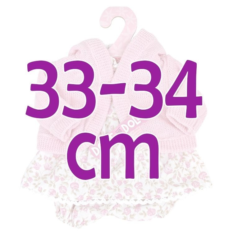 Ropa para muñecos Antonio Juan 33-34 cm - Conjunto estampado de flores rosa con chaqueta rosa