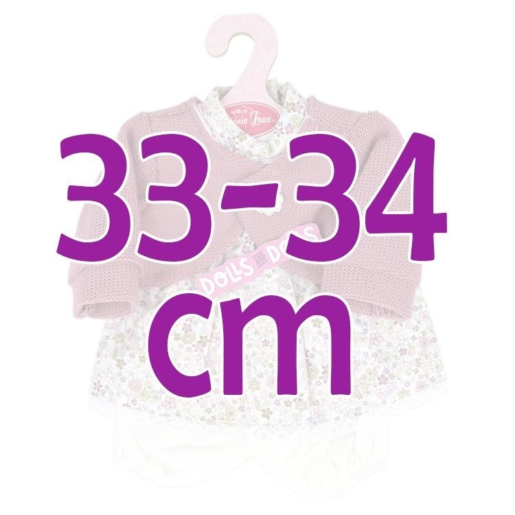 Ropa para muñecos Antonio Juan 33-34 cm - Conjunto estampado de flores con chaqueta rosa