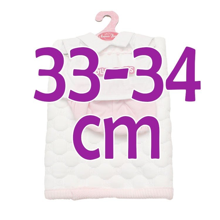 Ropa para muñecos Antonio Juan 33-34 cm - Arrullo blanco con conjunto rosa y blanco