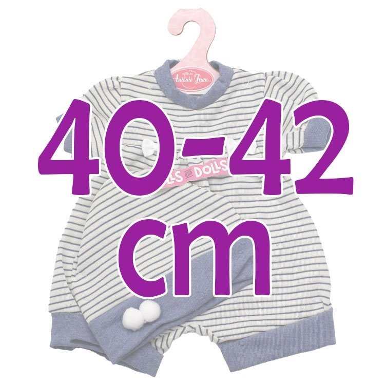 Ropa para muñecos Antonio Juan 40-42 cm - Pelele de rayas azul con gorro
