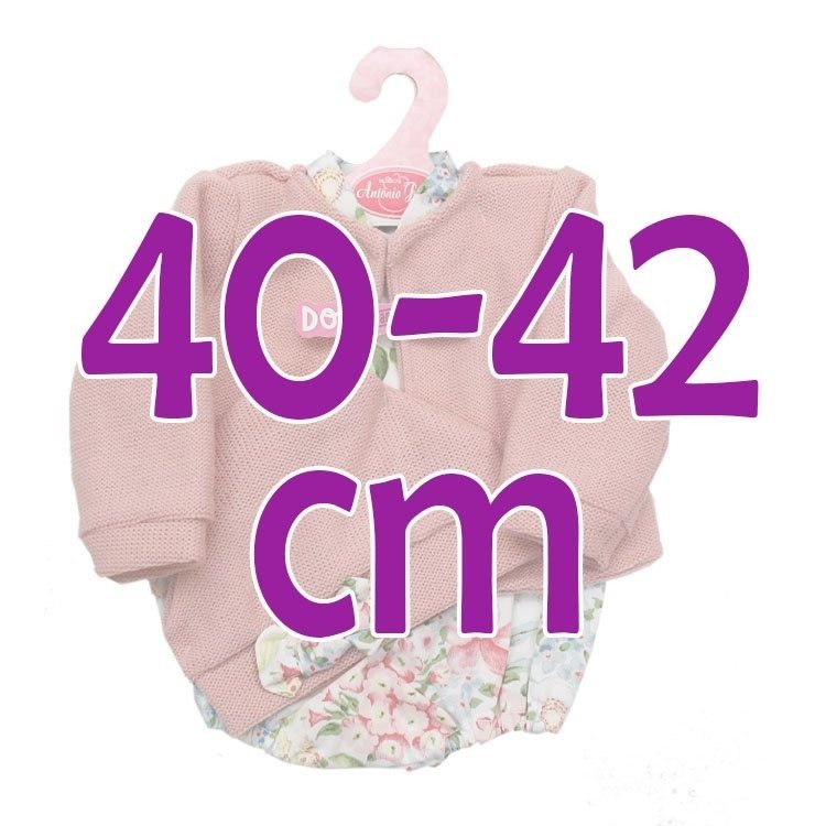 Ropa para muñecos Antonio Juan 40-42 cm - Pelele de flores con chaqueta y gorro rosa