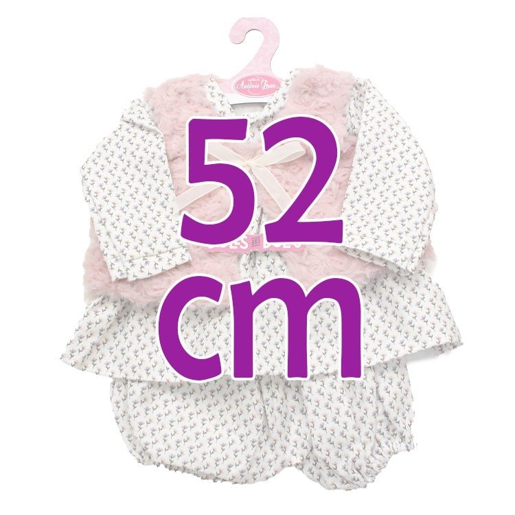 Ropa para muñecos Antonio Juan 52 cm - Colección Mi Primer Reborn - Vestido floral con chaleco rosa