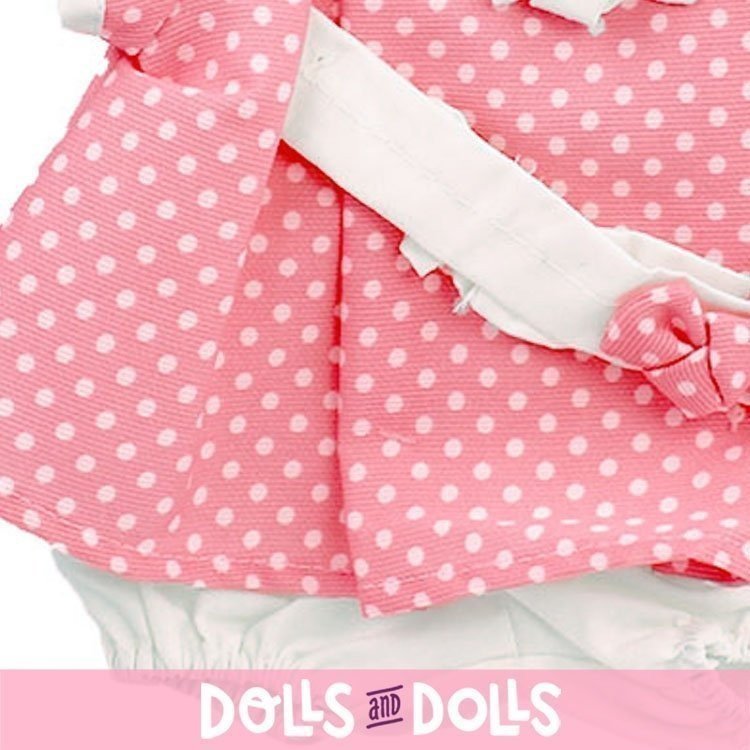 Ropa para muñecos Antonio Juan 40-42 cm - Vestido estampado de topos con diadema
