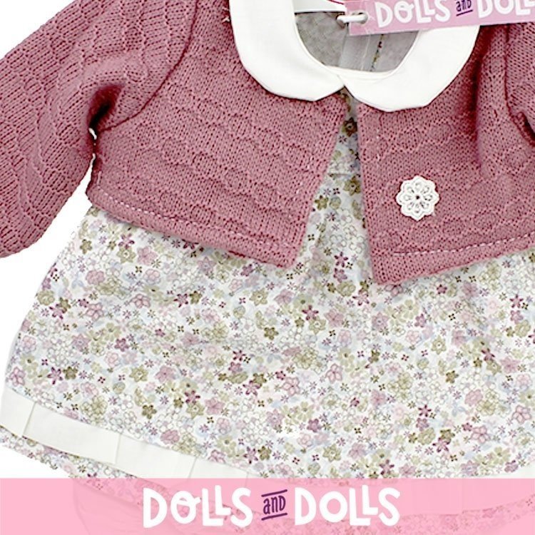 Ropa para muñecos Antonio Juan 40-42 cm - Vestido estampado floral con chaqueta color old rose