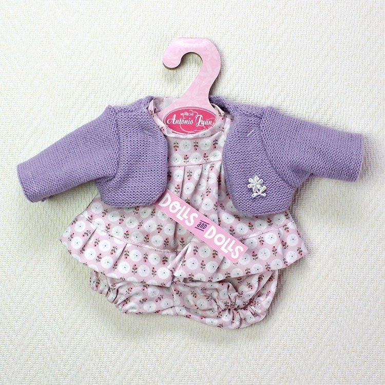 Ropa para muñecas Antonio Juan - Vestido floral con chaqueta lila 26-27 cm