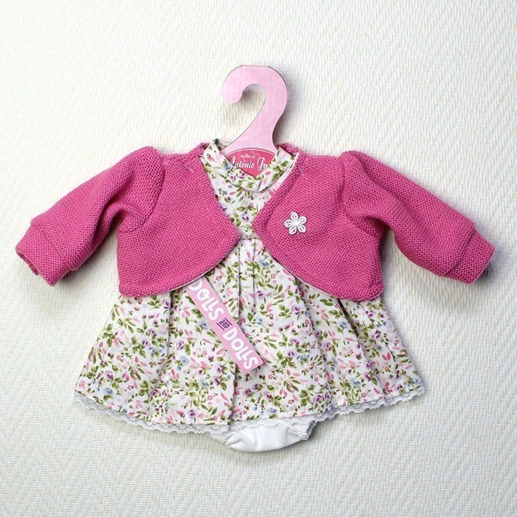 Ropa para muñecas Antonio Juan - Vestido floral con chaqueta fucsia 33-34 cm