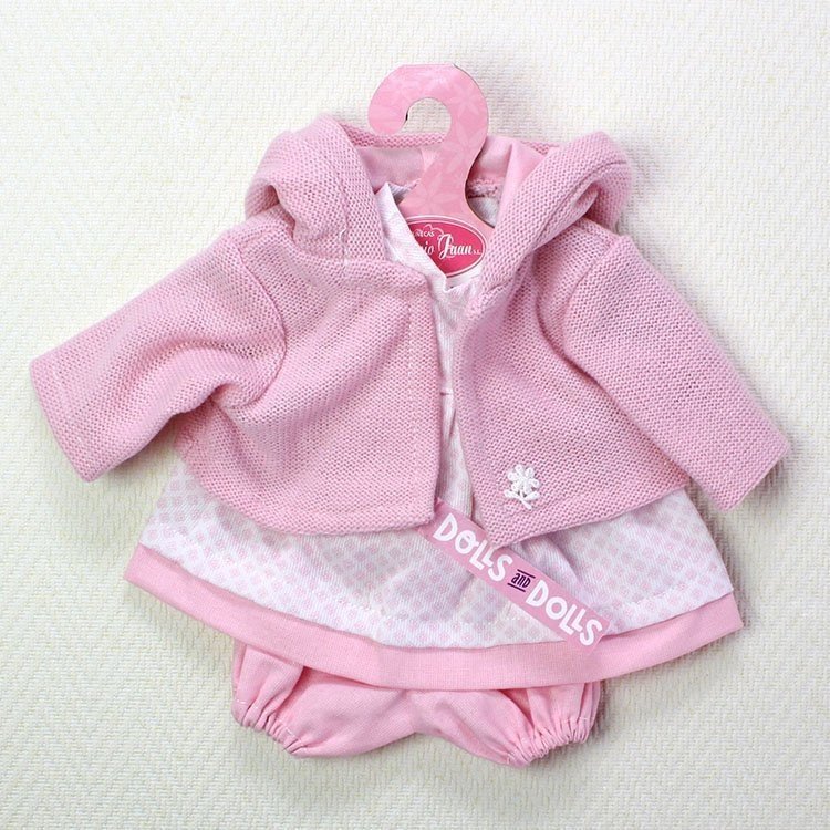 Ropa para muñecas Antonio Juan - Vestido rombos rosas con chaqueta rosa 33-34 cm