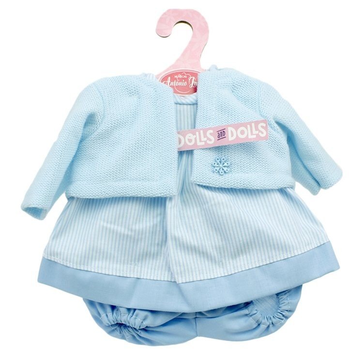 Ropa para muñecas Antonio Juan 33-34 cm - Conjunto estampado de rayas con chaqueta celeste