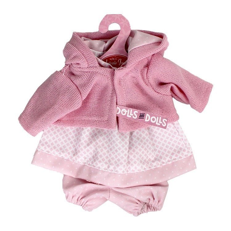 Ropa para muñecos Antonio Juan 33-34 cm - Conjunto estampado con chaqueta rosa