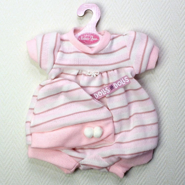 Ropa para muñecos Antonio Juan - Pelele rayas rosa con gorro 40-42 cm