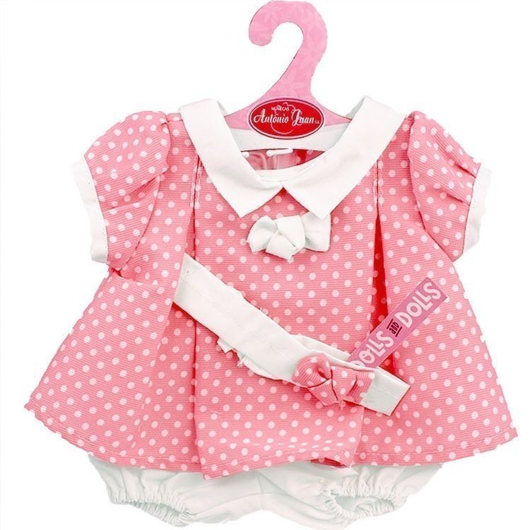 Ropa para muñecos Antonio Juan 40-42 cm - Vestido estampado de topos con diadema