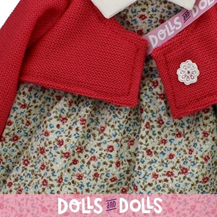 Ropa para muñecos Antonio Juan 40-42 cm - Vestido estampado floral con chaqueta roja