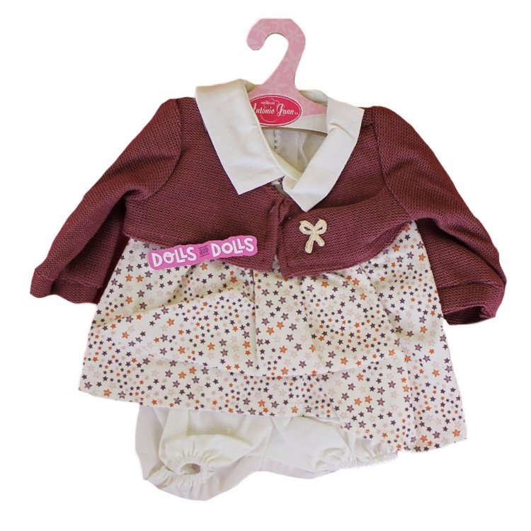 Ropa para muñecos Antonio Juan 40-42 cm - Conjunto estampado de estrellas con chaqueta granate