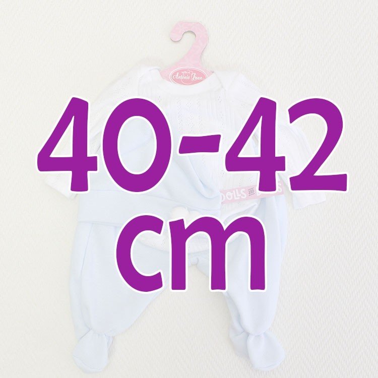 Ropa para muñecos Antonio Juan - Body manga larga, polainas y gorro azul-blanco 40-42 cm