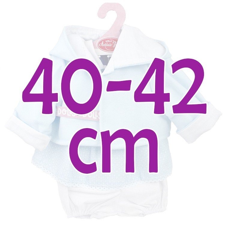 Ropa para muñecos Antonio Juan 40-42 cm - Conjunto estampado con chaqueta celeste