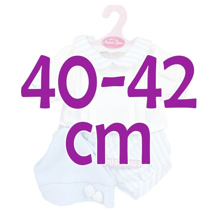 Ropa para muñecos Antonio Juan 40-42 cm - Conjunto estampado de rayas blancas con gorro