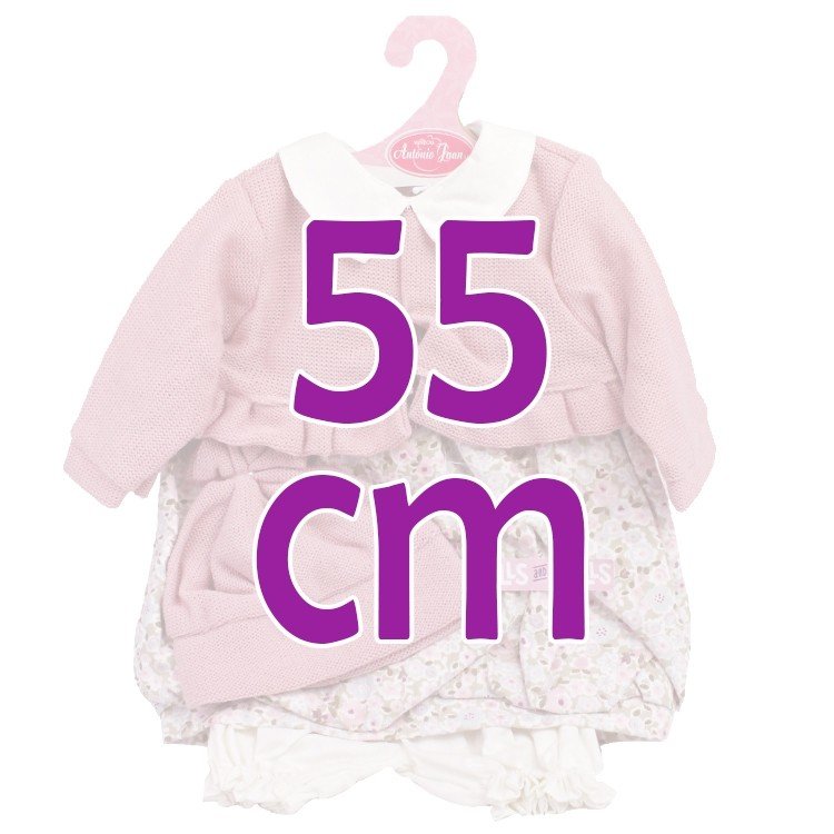 Ropa para muñecos Antonio Juan 55 cm - Conjunto estampado con chaqueta rosa y gorro