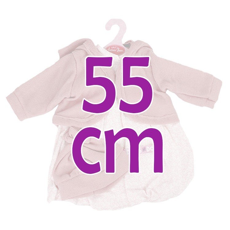 Ropa para muñecos Antonio Juan 55 cm - Conjunto estampado con chaqueta y gorro rosa