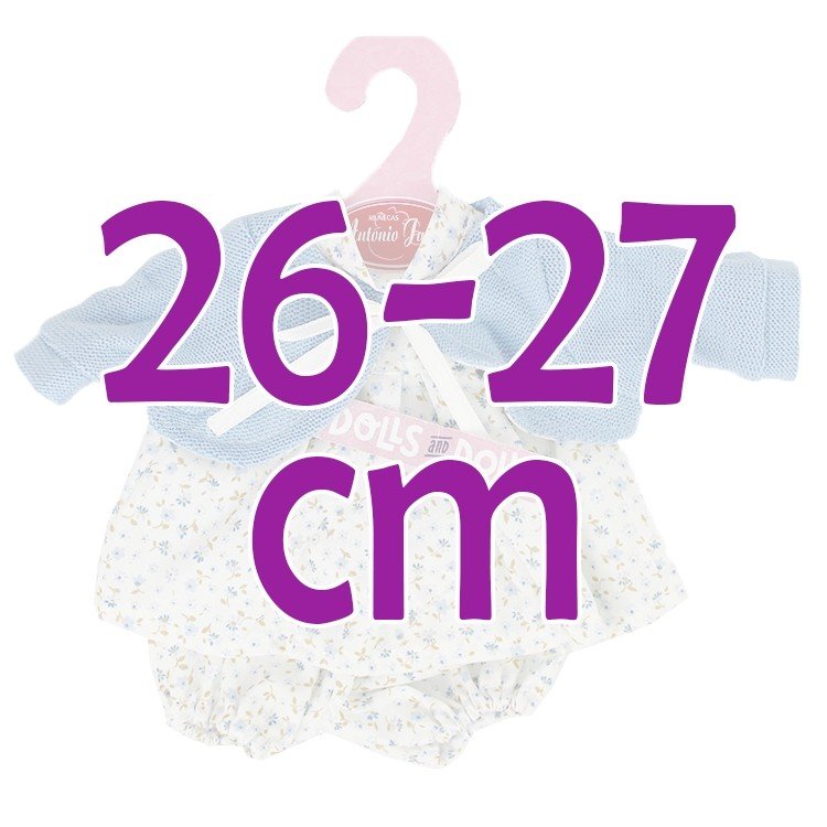 Ropa para muñecas Antonio Juan 26-27 cm - Conjunto estampado de flores con chaqueta azul