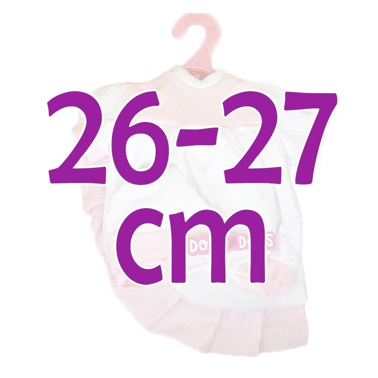 Ropa para muñecas Antonio Juan 26-27 cm - Conjunto rosa y blanco con gorro y toquilla