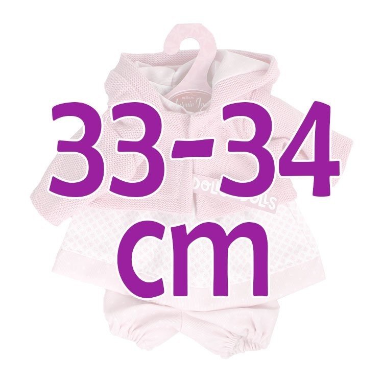Ropa para muñecos Antonio Juan 33-34 cm - Conjunto estampado con chaqueta rosa