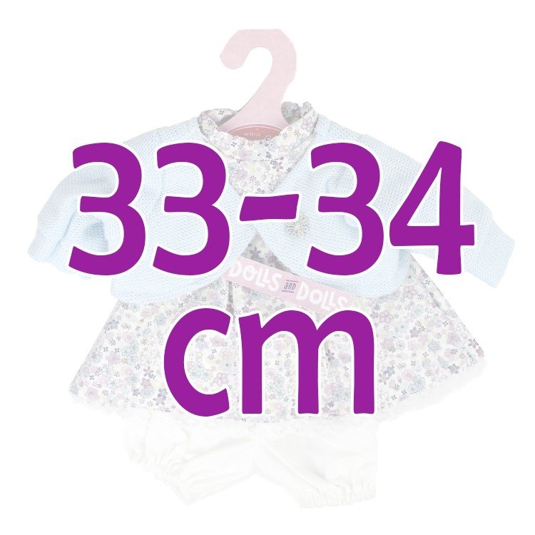 Ropa para muñecos Antonio Juan 33-34 cm - Conjunto estampado de flores con chaqueta celeste