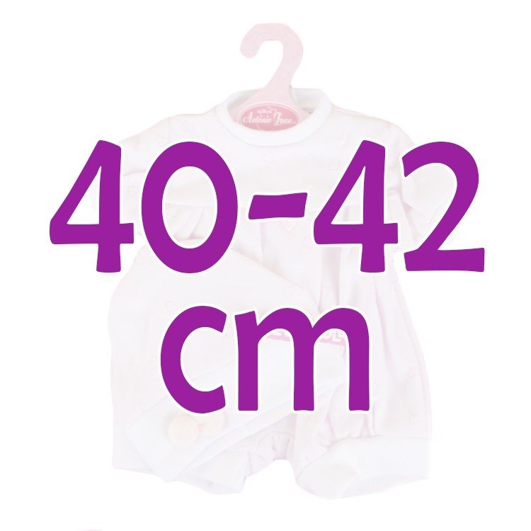 Ropa para muñecos Antonio Juan 40-42 cm - Conjunto rosa estampado de corazones con gorro
