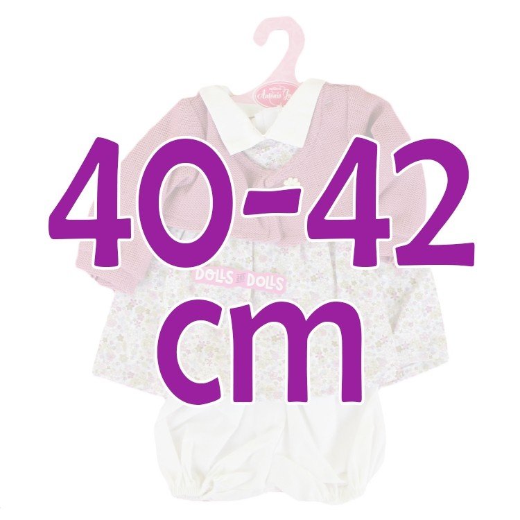 Ropa para muñecos Antonio Juan 40-42 cm - Conjunto estampado de flores con chaqueta rosa