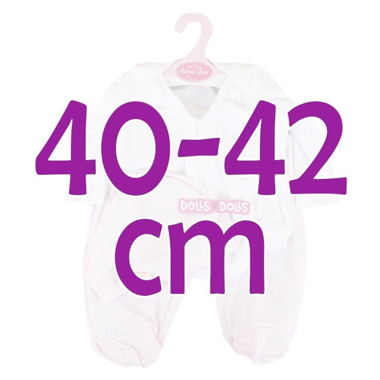 Ropa para muñecos Antonio Juan 40-42 cm - Pijama rosa y blanco con gorro