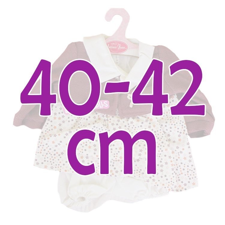 Ropa para muñecos Antonio Juan 40-42 cm - Conjunto estampado de estrellas con chaqueta granate