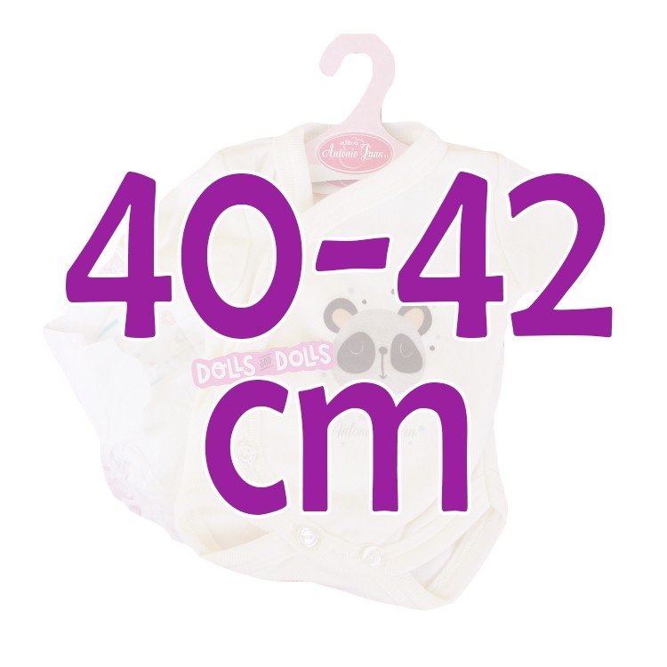 Ropa para muñecos Antonio Juan 40 - 42 cm - Colección Sweet Reborn - Body crema con panda con pañal