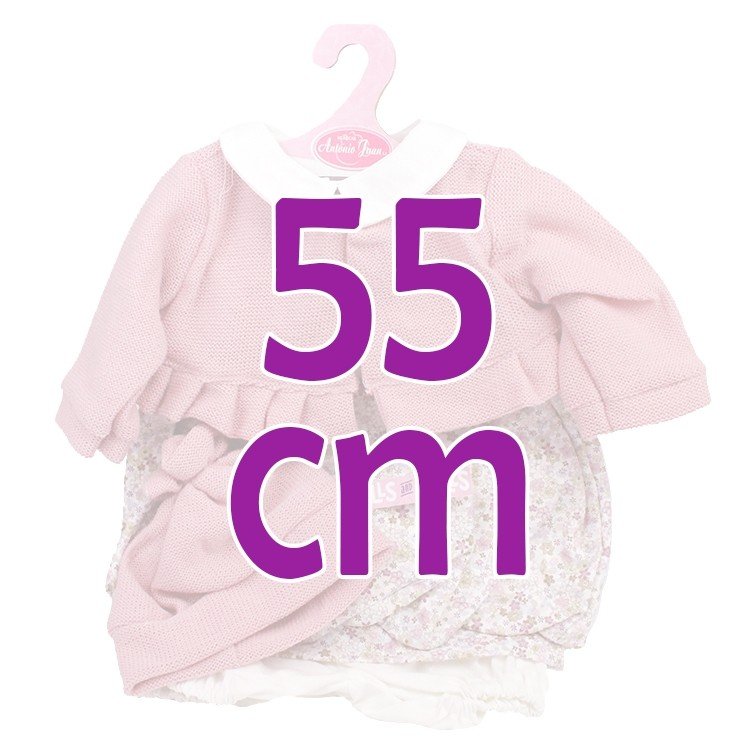 Ropa para muñecos Antonio Juan 55 cm - Conjunto estampado de flores con chaqueta rosa y gorro
