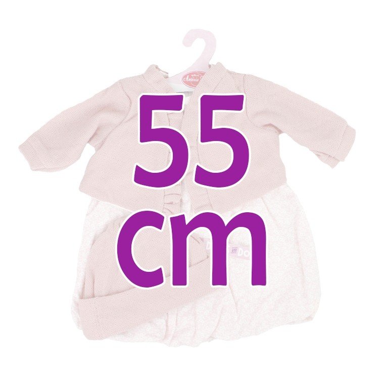 Ropa para muñecos Antonio Juan 55 cm - Conjunto estampado de flores con chaqueta y gorro rosa