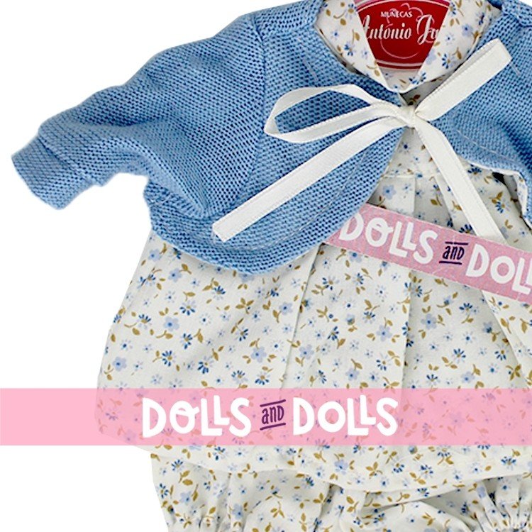 Ropa para muñecas Antonio Juan 26-27 cm - Conjunto estampado de flores con chaqueta azul