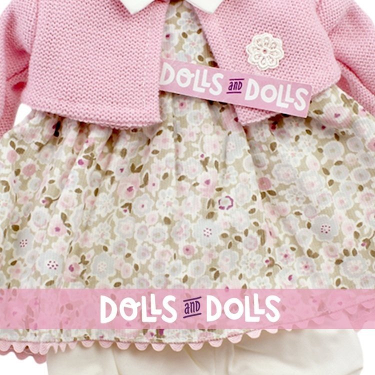 Ropa para muñecas Antonio Juan 33-34 cm - Conjunto estampado de flores con chaqueta rosa