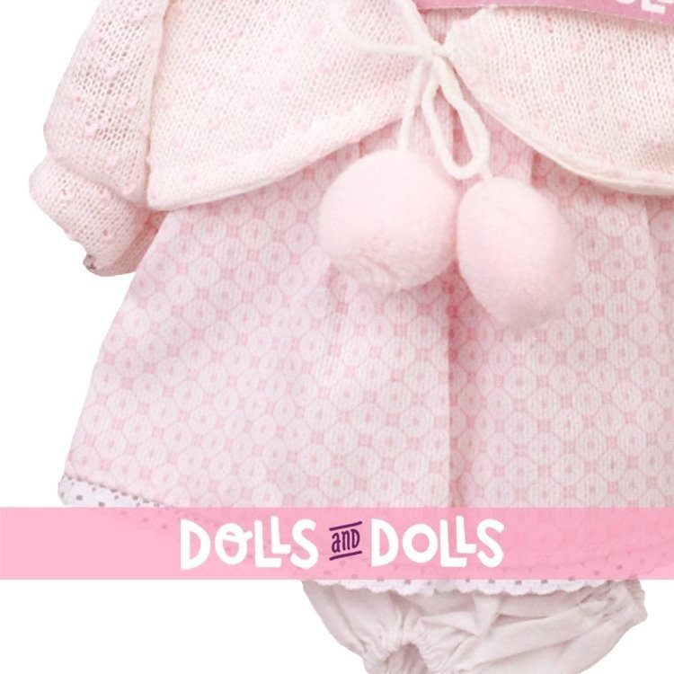 Ropa para muñecos Antonio Juan 33-34 cm - Vestido rosa estampado con chaqueta de punto