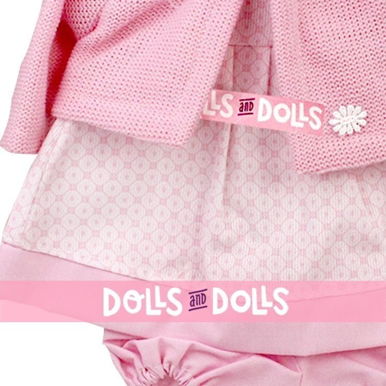 Ropa para muñecos Antonio Juan 33-34 cm - Vestido estampado rosa con chaqueta rosa