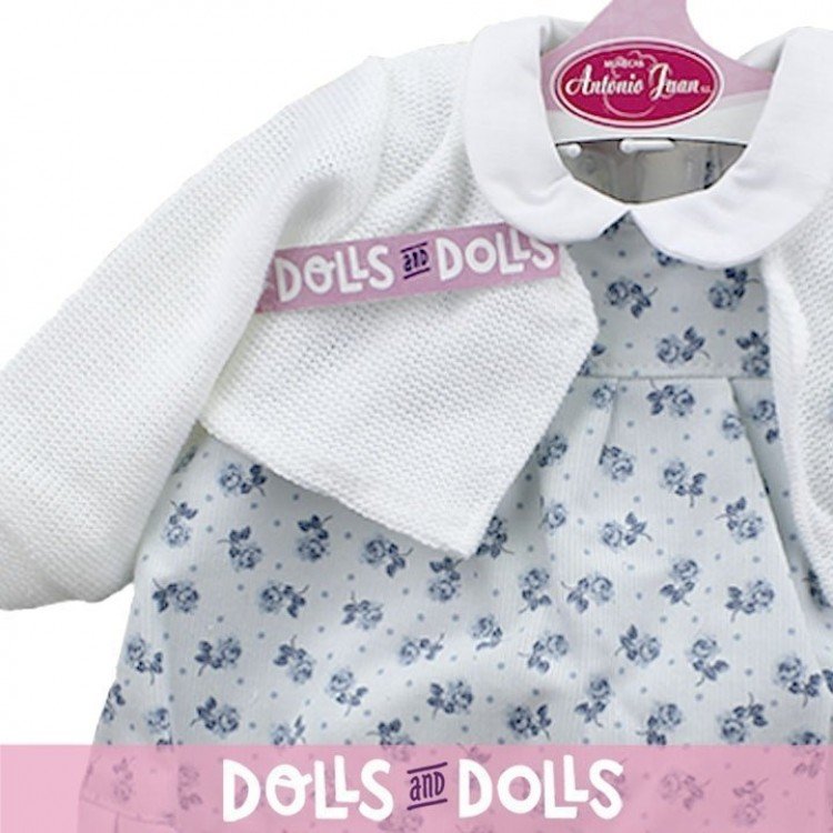 Ropa para muñecos Antonio Juan 40-42 cm - Vestido estampado flores con chaqueta blanca