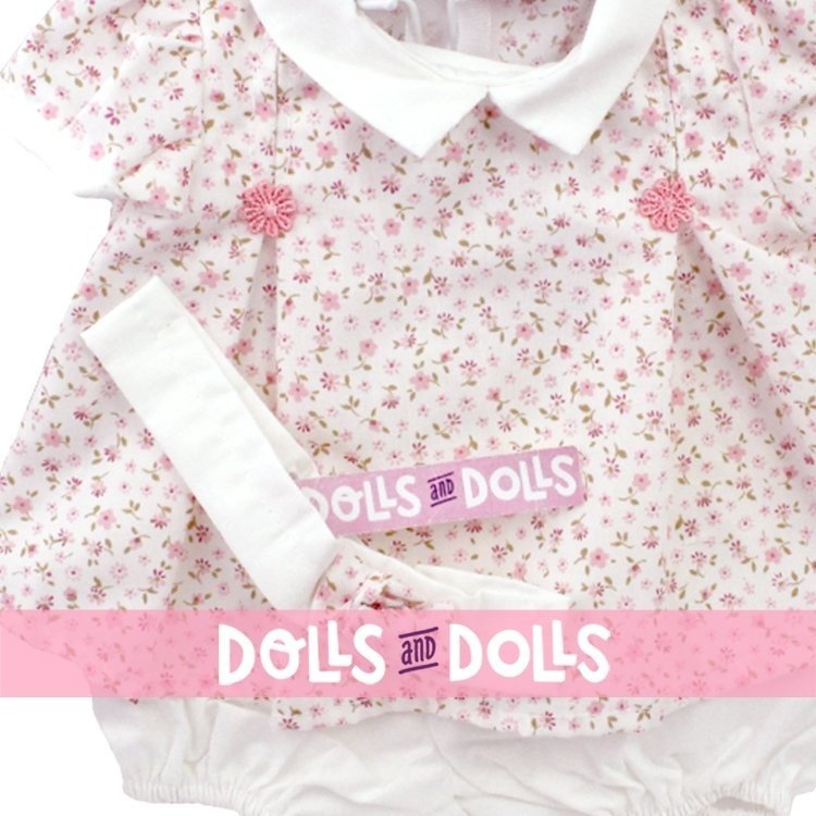 Ropa para muñecos Antonio Juan 40-42 cm - Vestido estampado de flores rosas con diadema