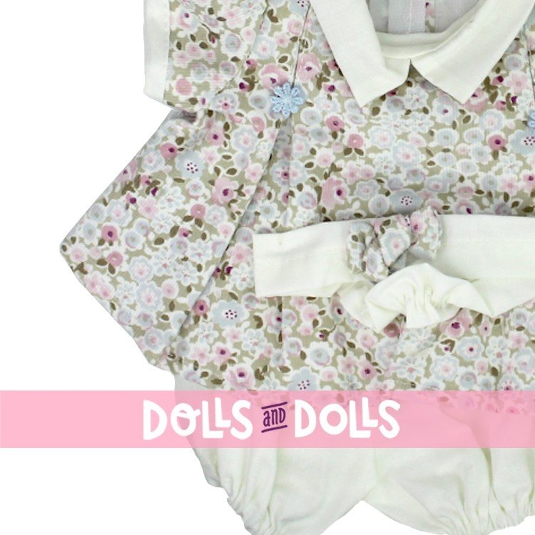 Ropa para muñecos Antonio Juan 40-42 cm - Conjunto estampado de flores con diadema