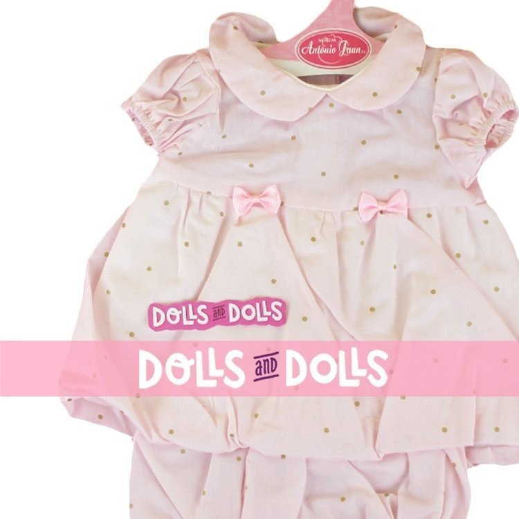 Ropa para muñecos Antonio Juan 40-42 cm - Conjunto rosa con puntos dorados