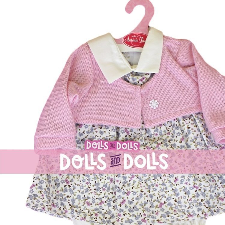 Ropa para muñecos Antonio Juan 40-42 cm - Conjunto estampado de flores con chaqueta rosa