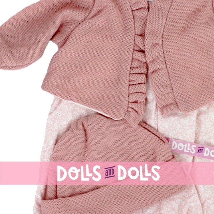 Ropa para muñecos Antonio Juan 55 cm - Conjunto estampado de flores con chaqueta y gorro rosa