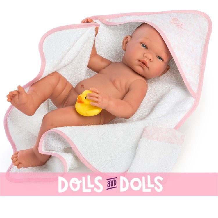 Complementos muñecas Así 36 a 43 cm - Capa de baño rosa con accesorios