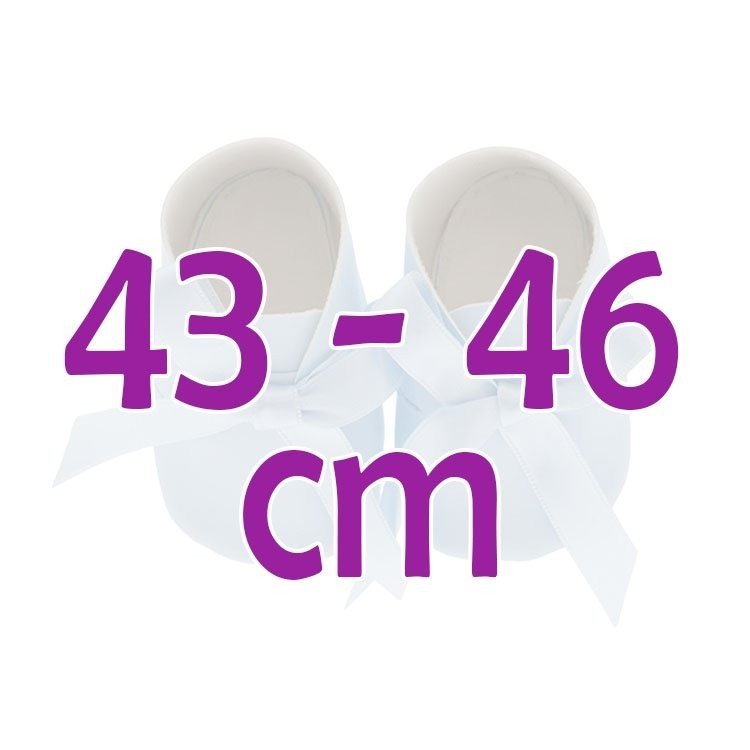 Complementos muñecas Así 43 a 46 cm - Botitas bebé piel celeste con lazo celeste para muñecos María, Pablo, Leo y Serie Limitada