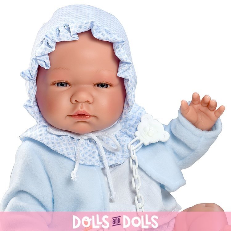 Muñeco Así 43 cm - Pablo con conjunto pololo con rombos mini con chaqueta celeste