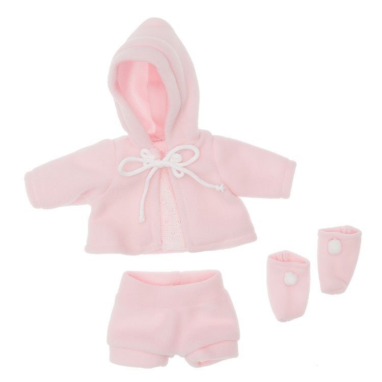 Ropa para Muñecas Así 28 cm - Conjunto rosa con trenca y peúcos para muñeca Gordi