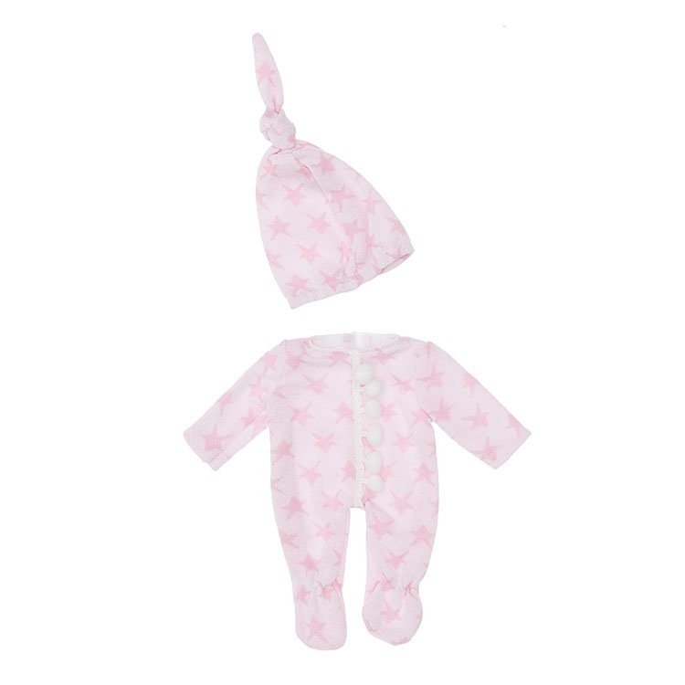 Ropa para muñecas Así 28 cm - Pijama rosa con estrellitas y gorro para muñeca Gordi