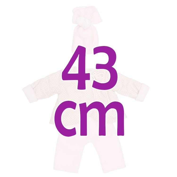 Ropa para Muñecas Así 43 cm - Conjunto chaquetón reversible rosa-beige para muñeca María